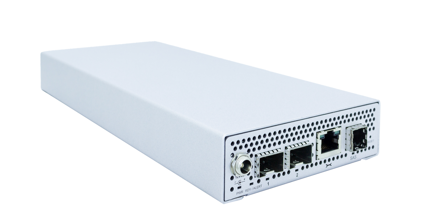 XstreamCORE® ET 8100-TS0 Dual-Port 10Gb Ethernet to Single-Port 12Gb SAS intelligent Bridge (supports tape storage media only)