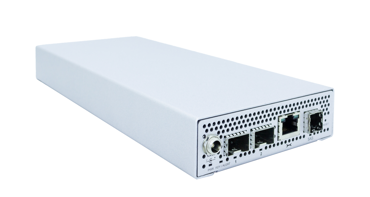 XstreamCORE® 8100-TS0 Dual-Port 10Gb Ethernet to Single-Port 12Gb SAS intelligent Bridge (supports tape storage media only)