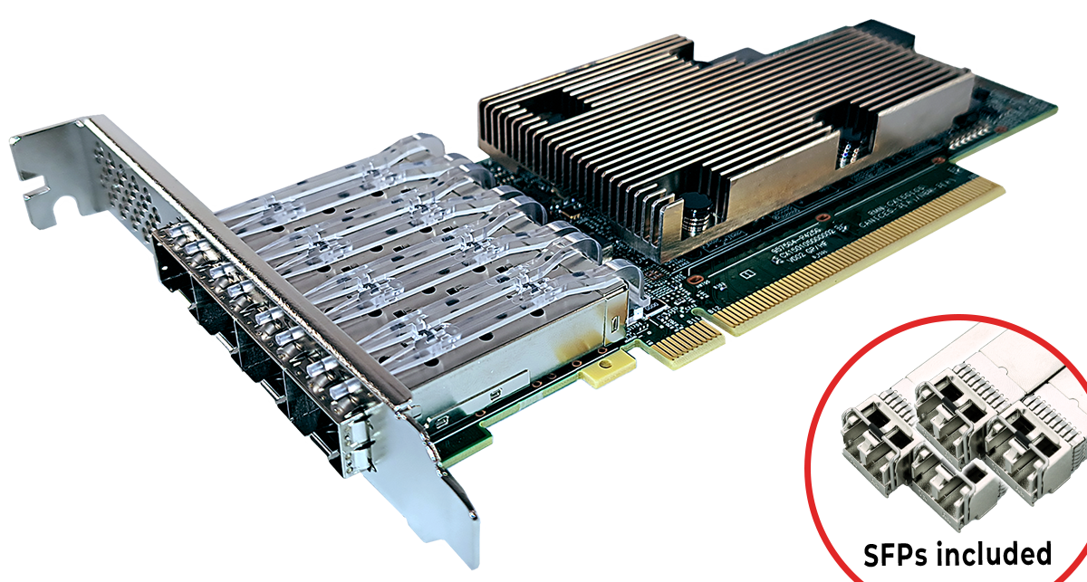 25Gb FastFrame 4 (model N424) Quad-Port Ethernet SmartNIC (SFP28 included)