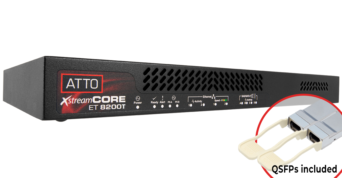 XstreamCORE 8200T Dual-Port 40Gb Ethernet to 16-port 12Gb SAS/SATA intelligent Bridge (supports tape storage media only)