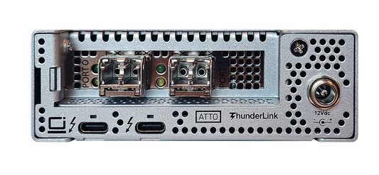 ThunderLink (model 5322) dual-port Thunderbolt™ 5 to SFP+ optical dual-port 32Gb Fibre Channel Adapter